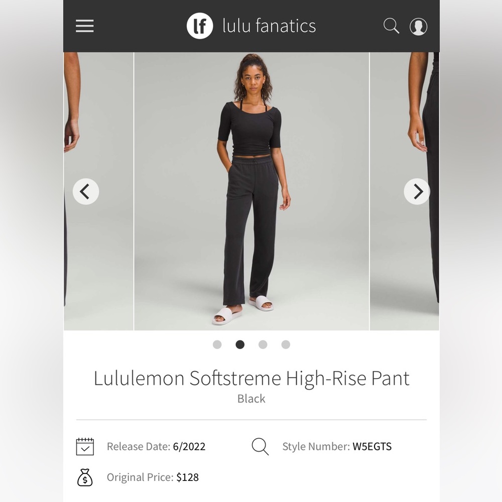 Lululemon Softstreme High-Rise Pant- Black 6
